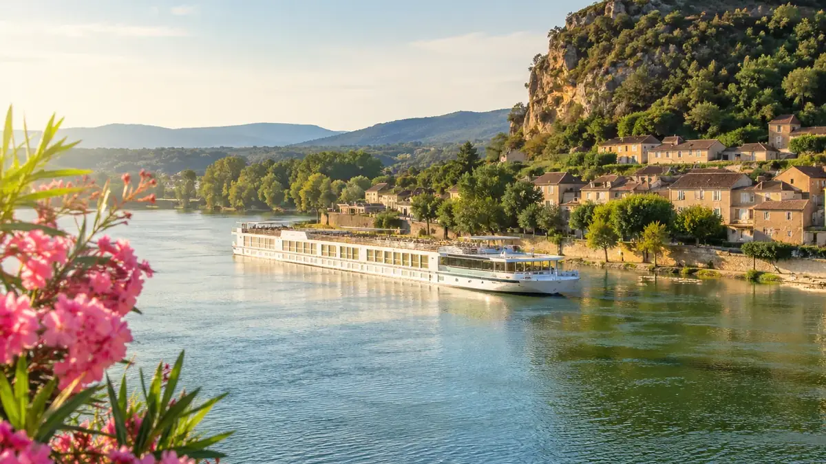 Flusskreuzfahrtschiff auf einem europäischen Fluss