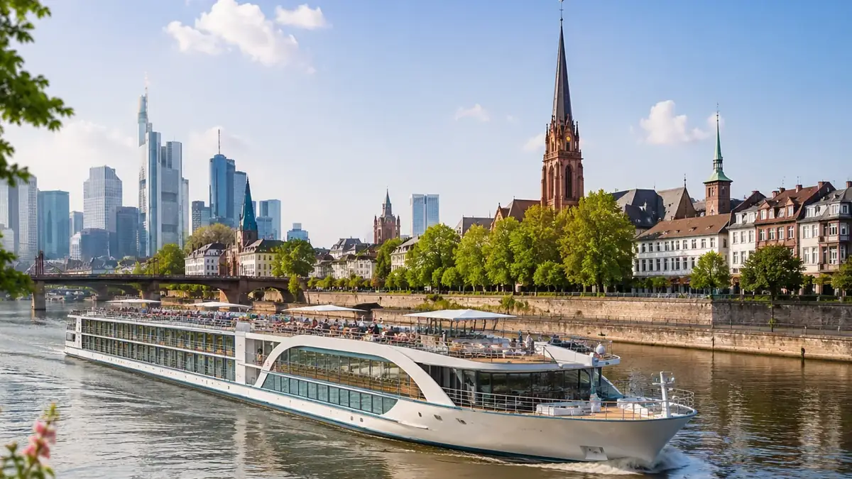 Flusskreuzfahrtschiff auf dem Main in Frankfurt